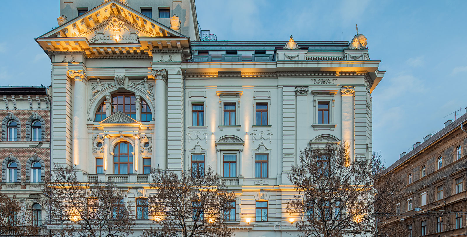 a large white building with many windows