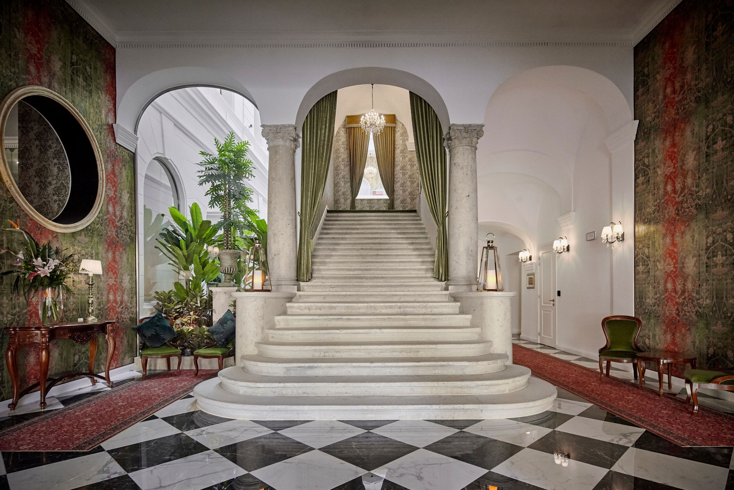 a staircase in a building