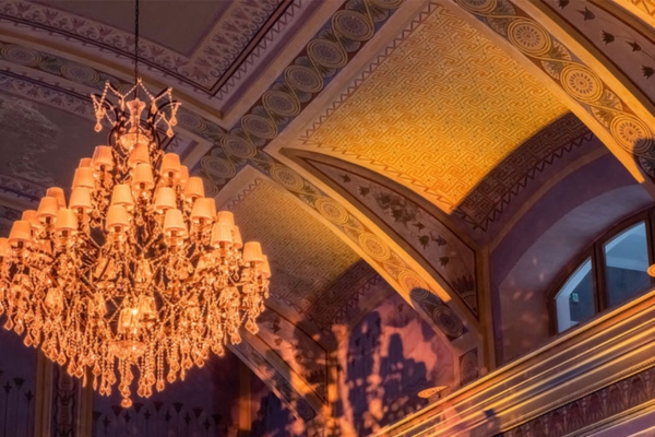 a chandelier in a room