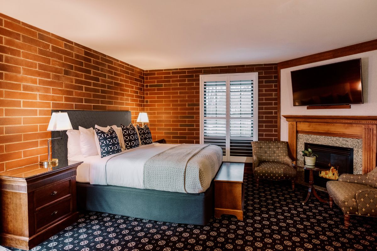 a bed in a room