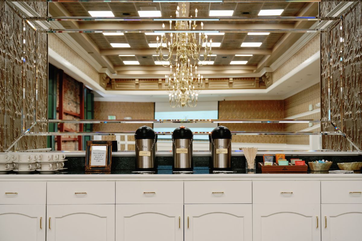 a group of coffee machines on a counter