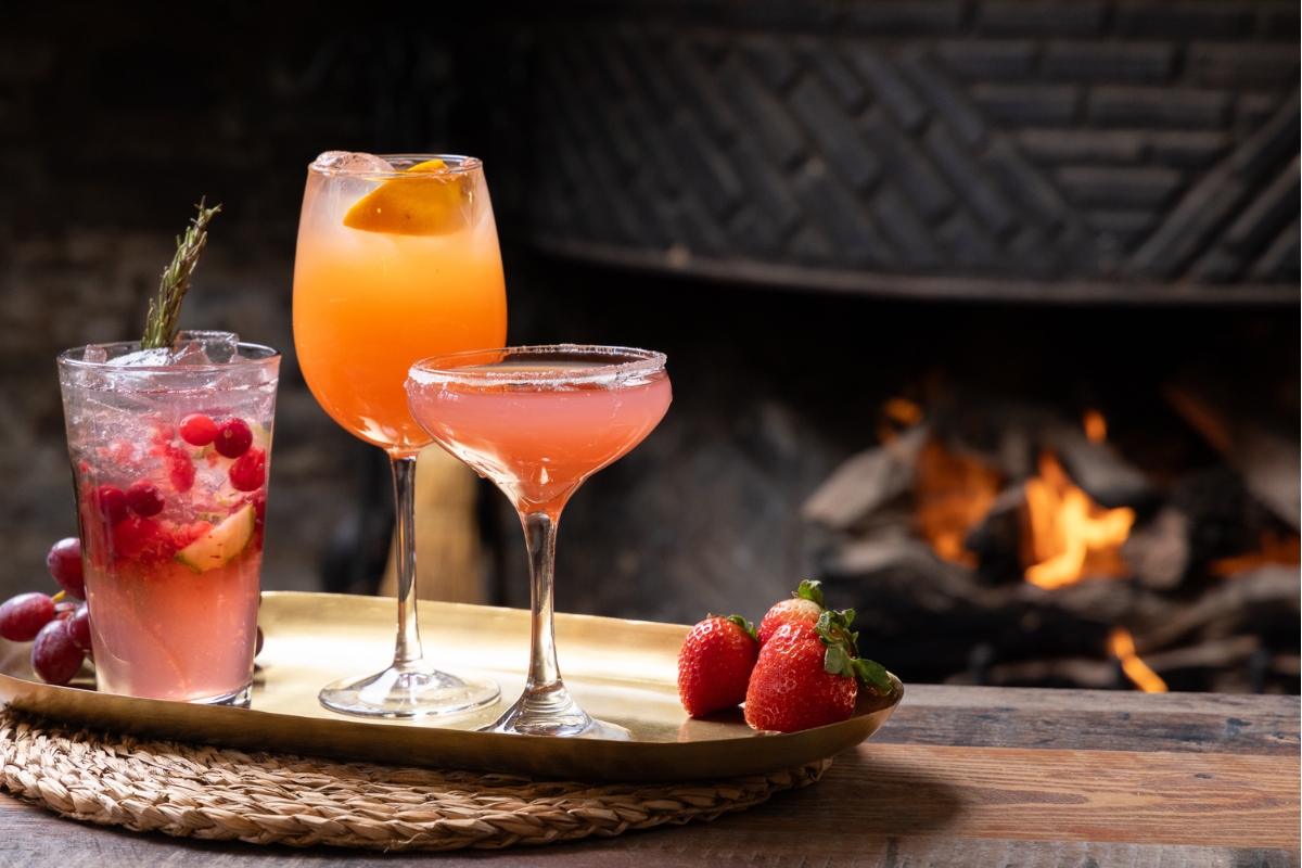 a tray of drinks on a table