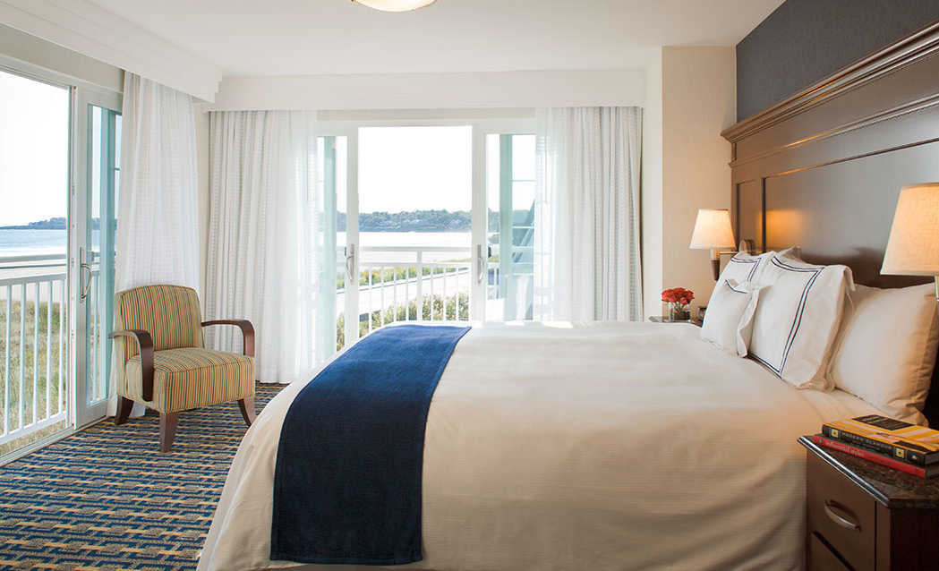 a bed in a hotel room