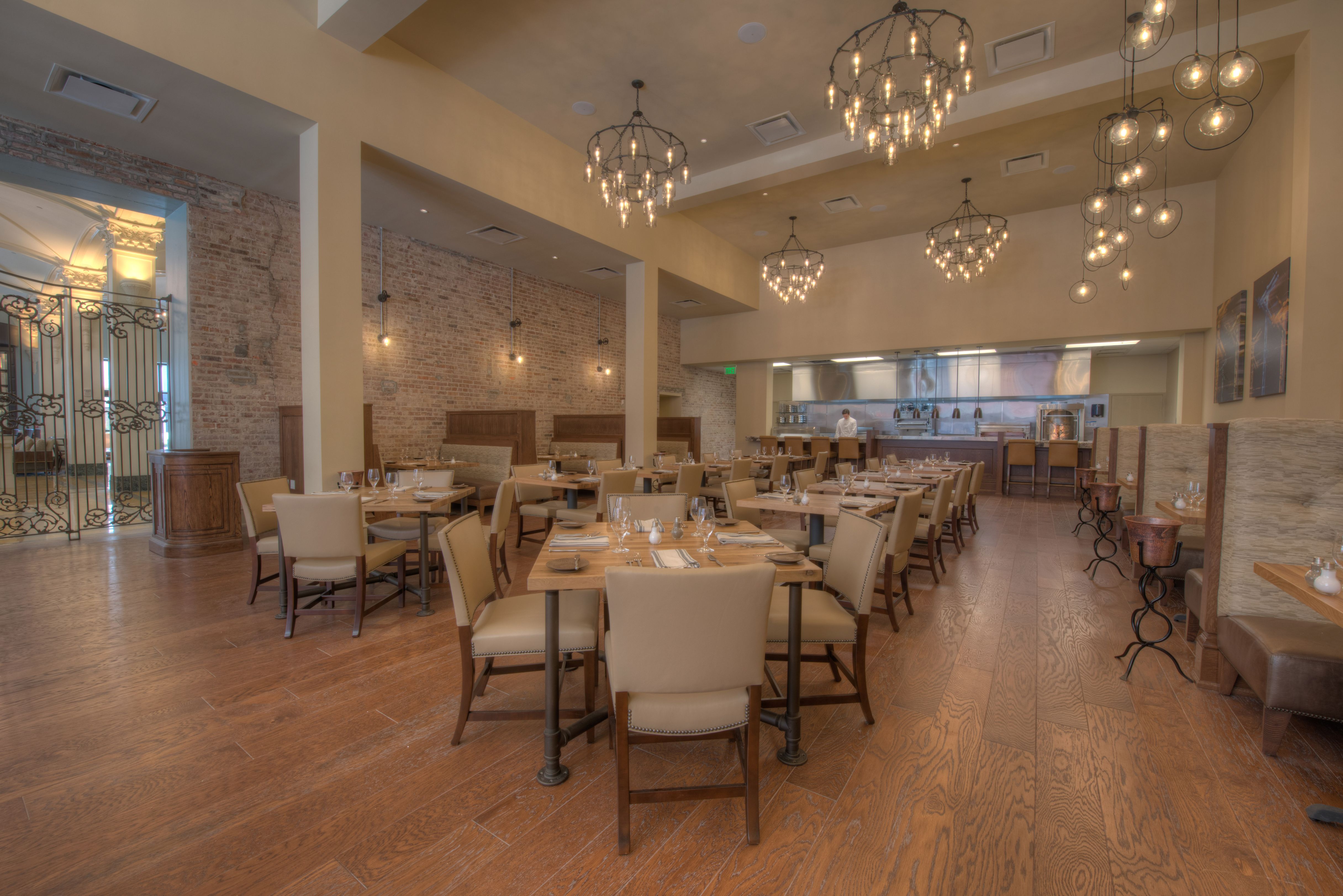 a restaurant with tables and chairs