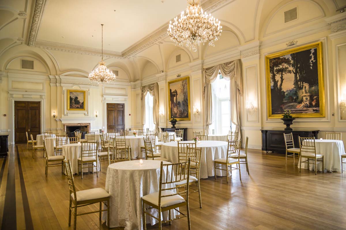 a room with tables and chairs