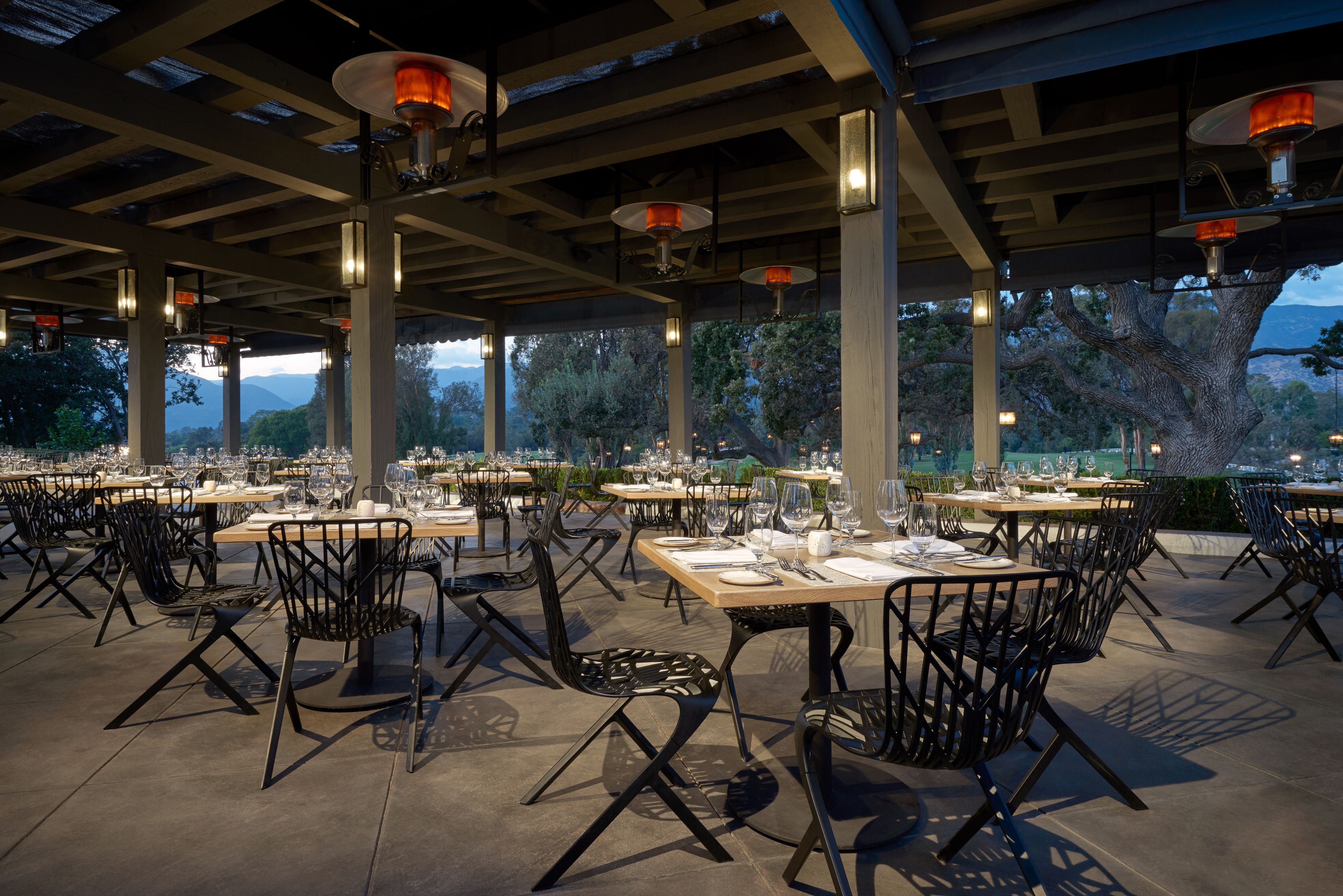 a tables and chairs outside