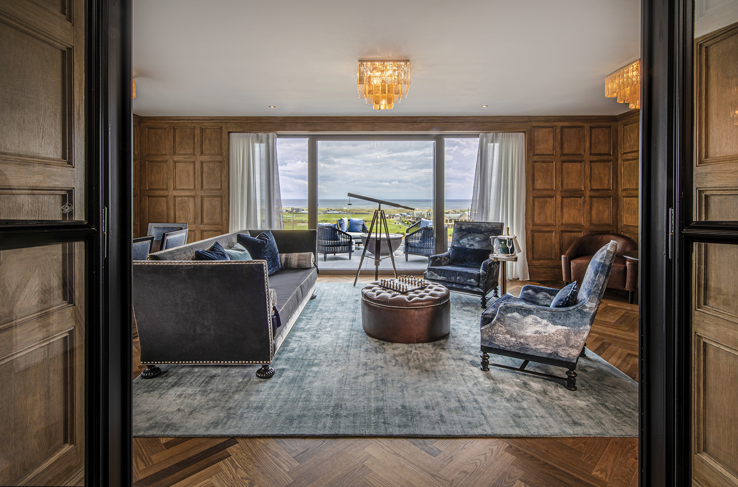 a room with a large window