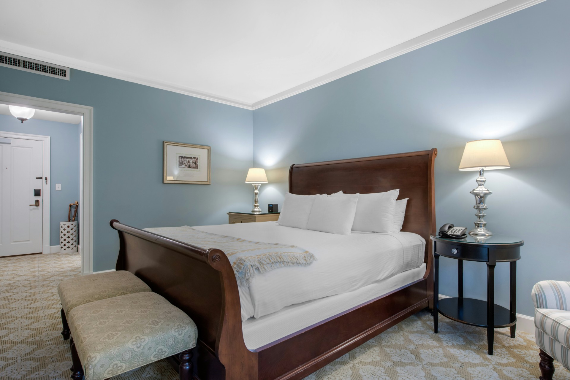 a bed in a room
