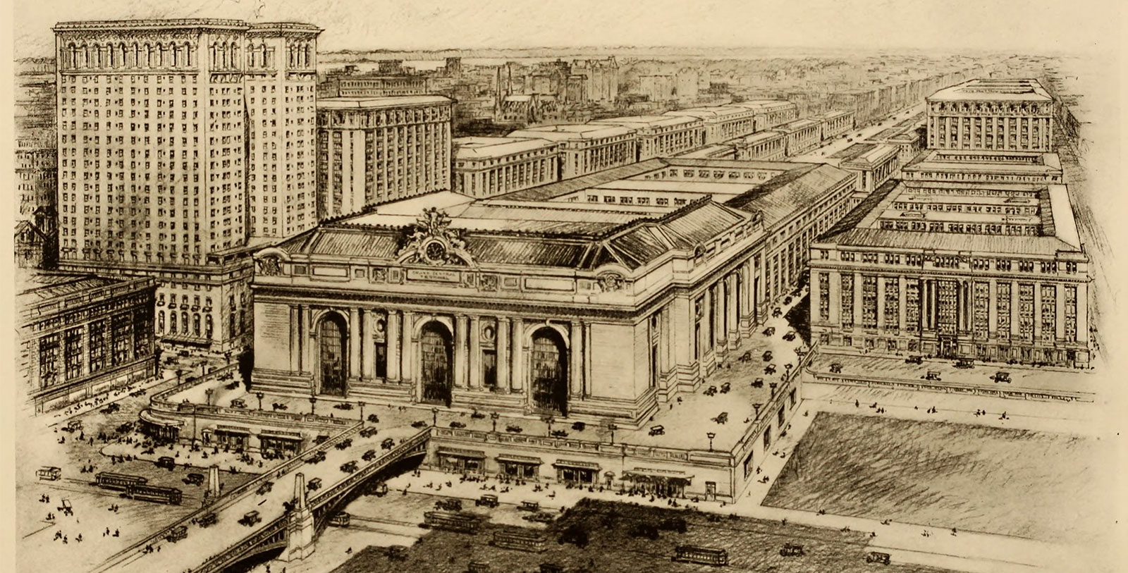 a drawing of a large building