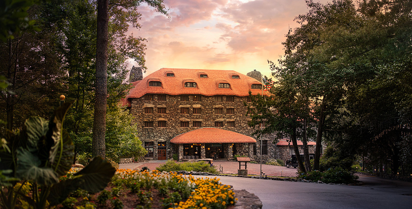 a building with a red roof