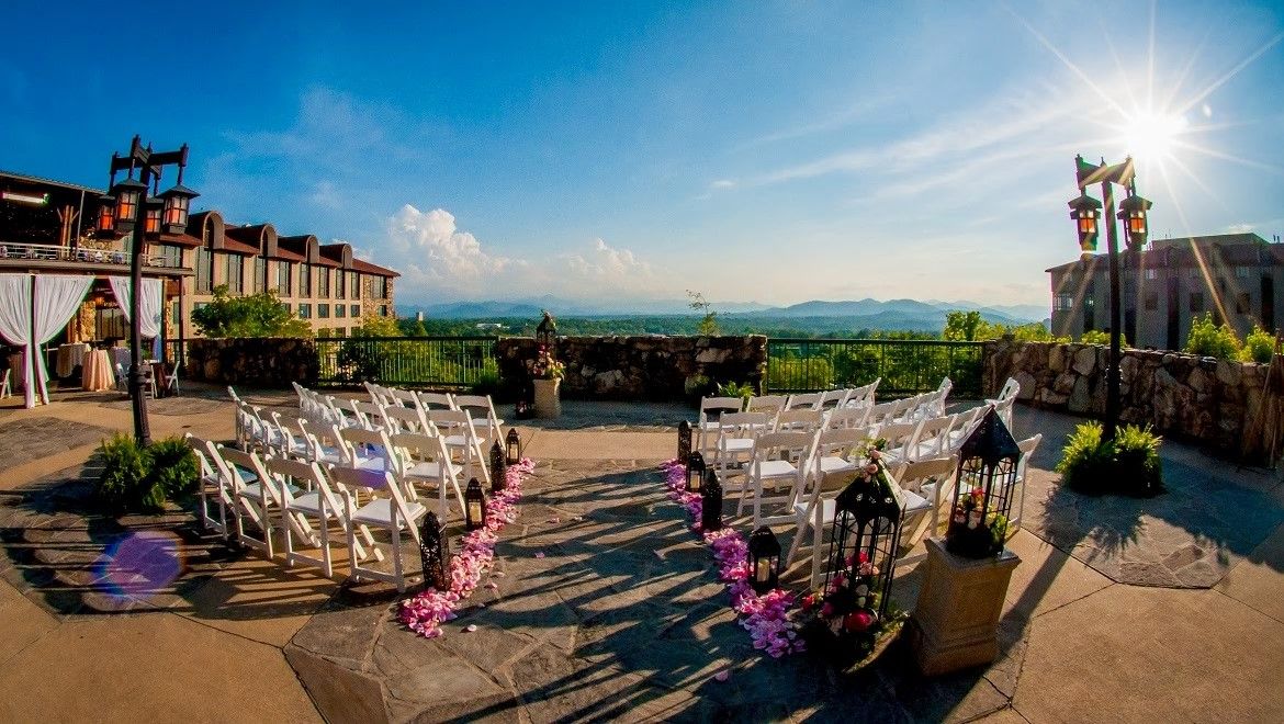 a wedding ceremony set up
