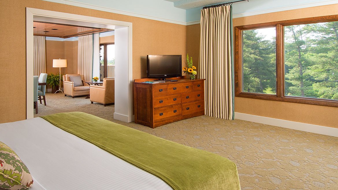 a room with a television and a television set