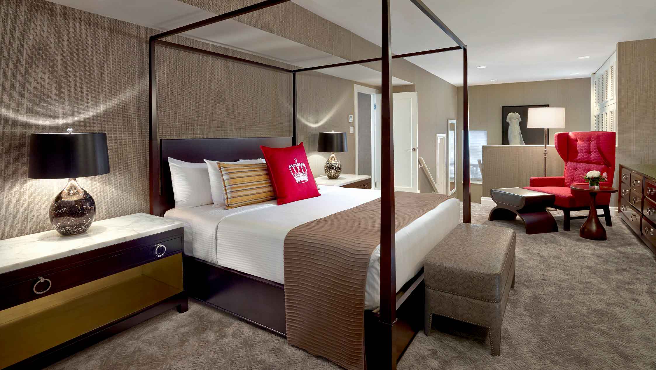 a bed with a canopy bed