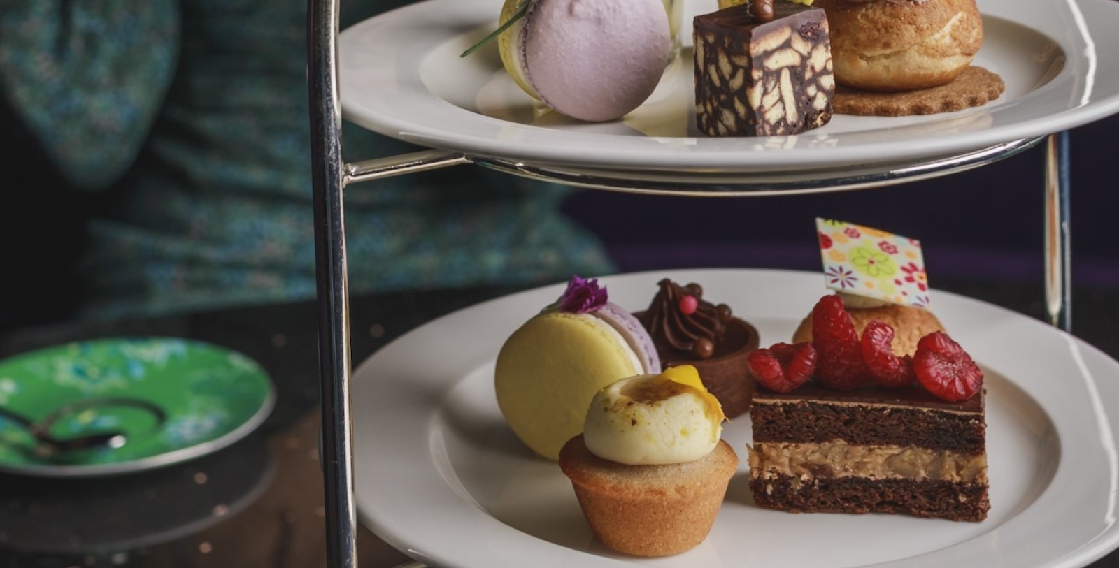 a tray of desserts on a table