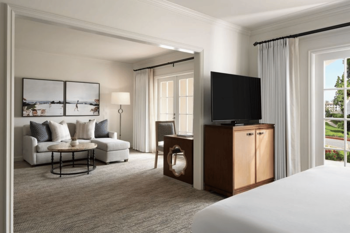 a room with a television and a couch