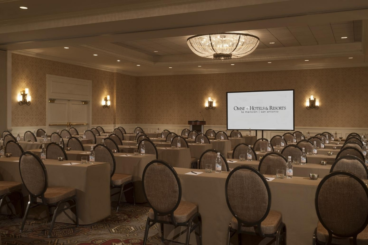 a room with tables and chairs