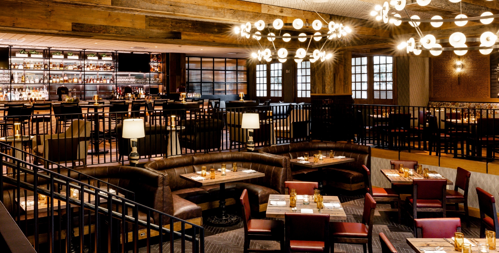 a room with tables and chairs