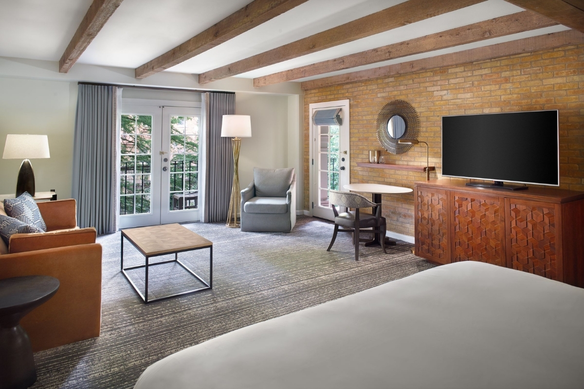 a room with a television and a chair