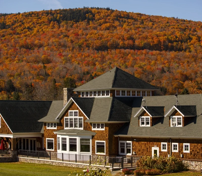 a large house with trees in the background