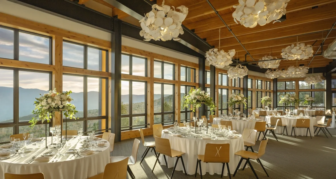 a room with tables and chairs