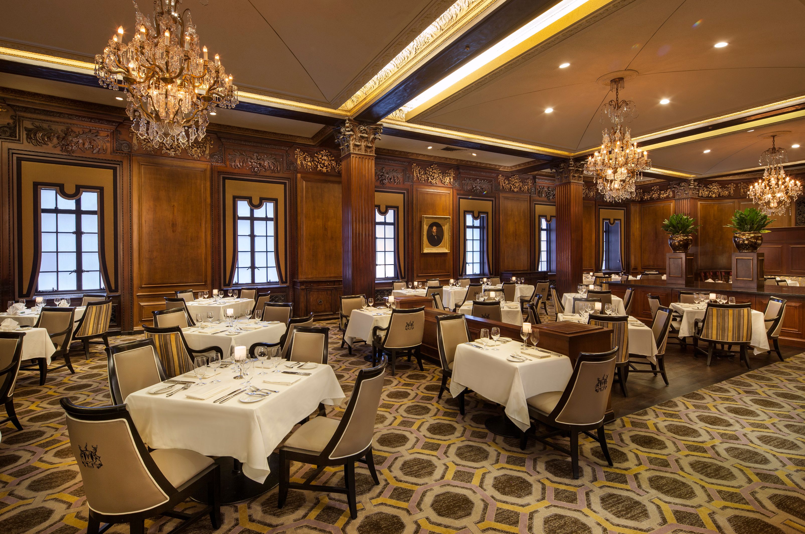 a room with tables and chairs