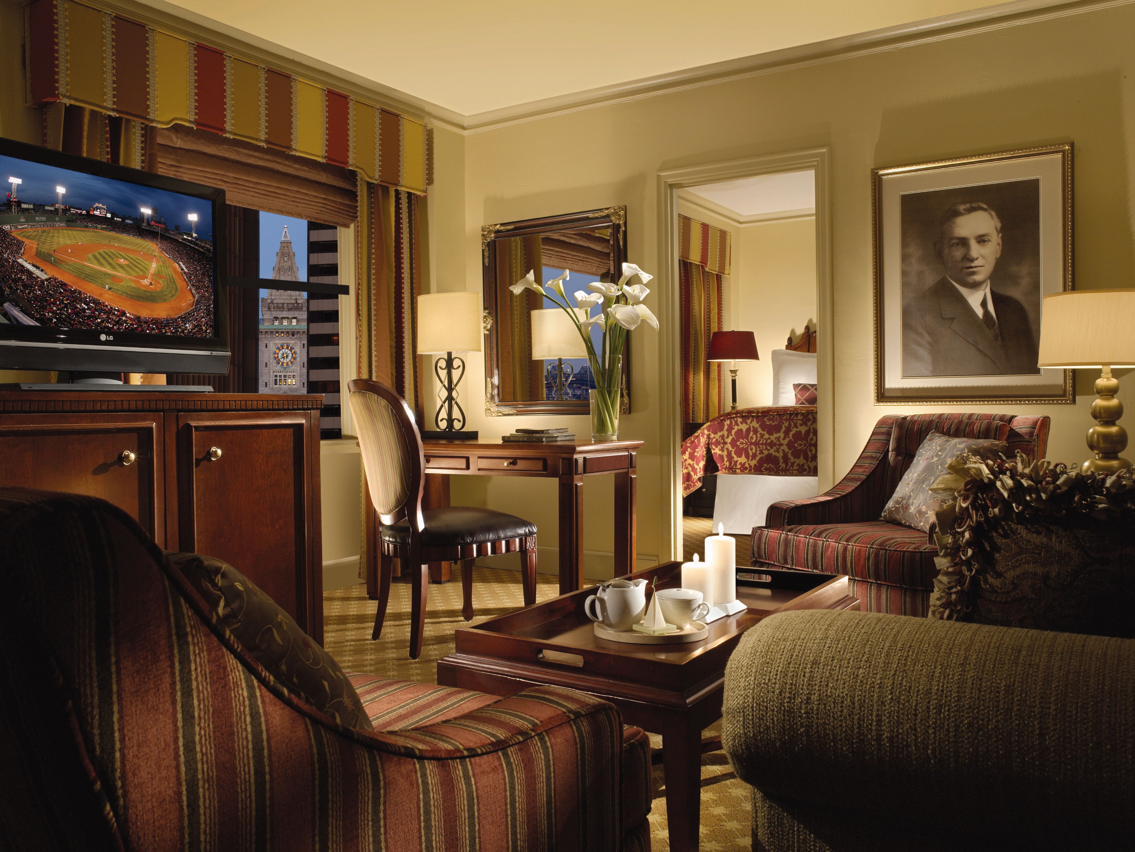 a room with a television and a television