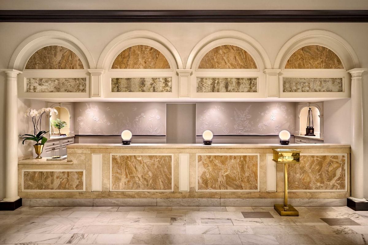 a counter in a hotel