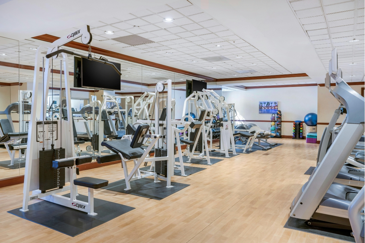 a room with exercise equipment
