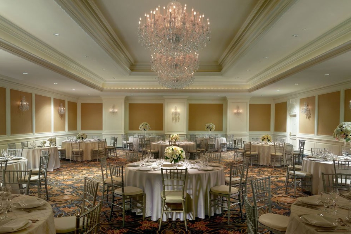 a room with tables and chairs