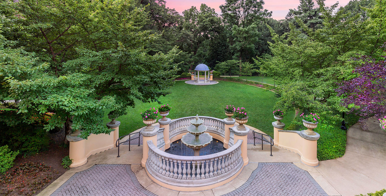 a fountain in a park
