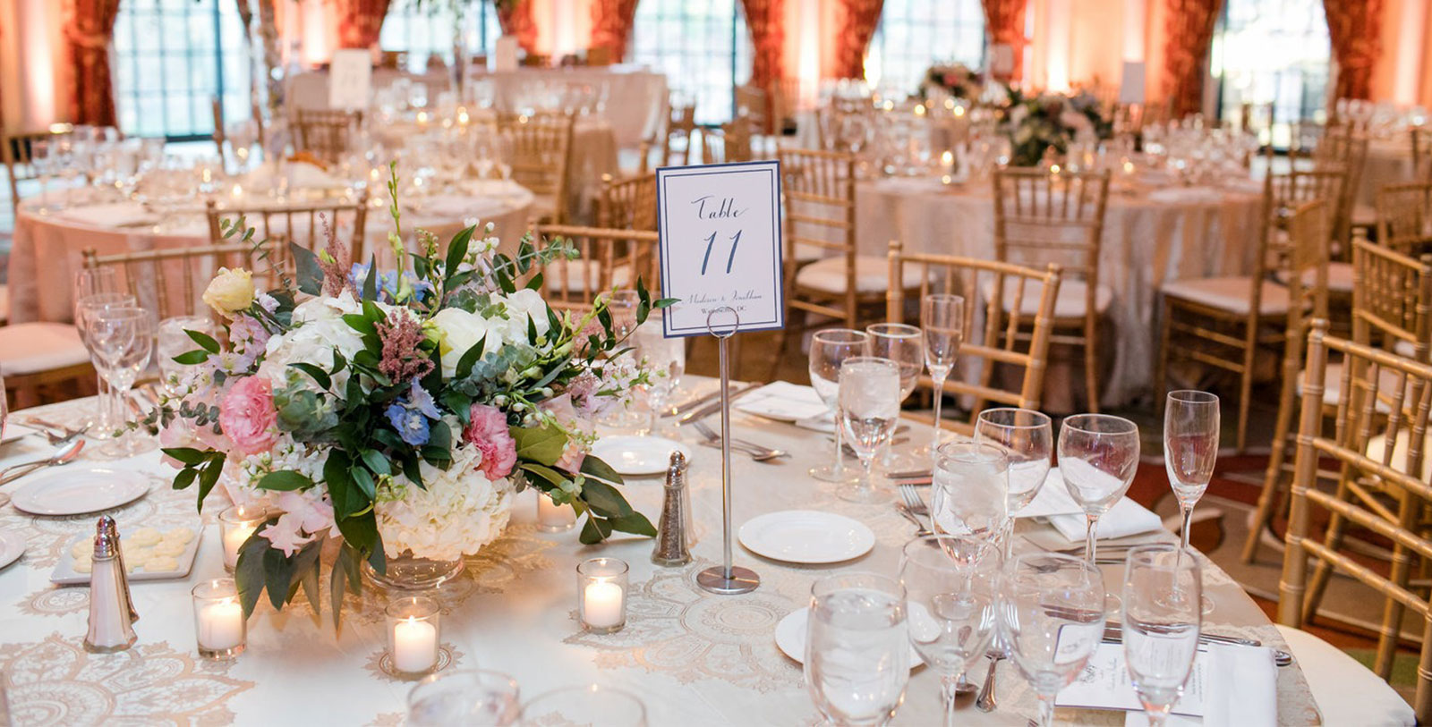 a table set for a wedding reception