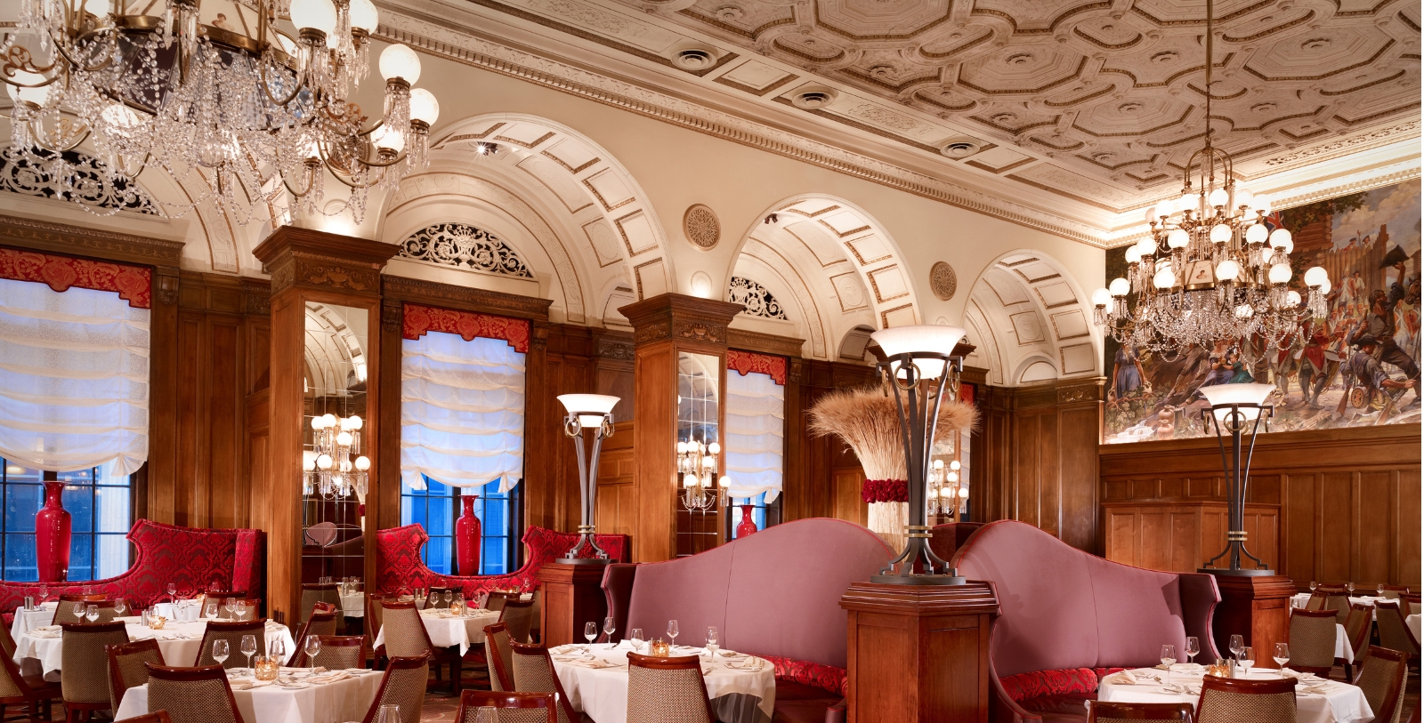 a restaurant with tables and chairs