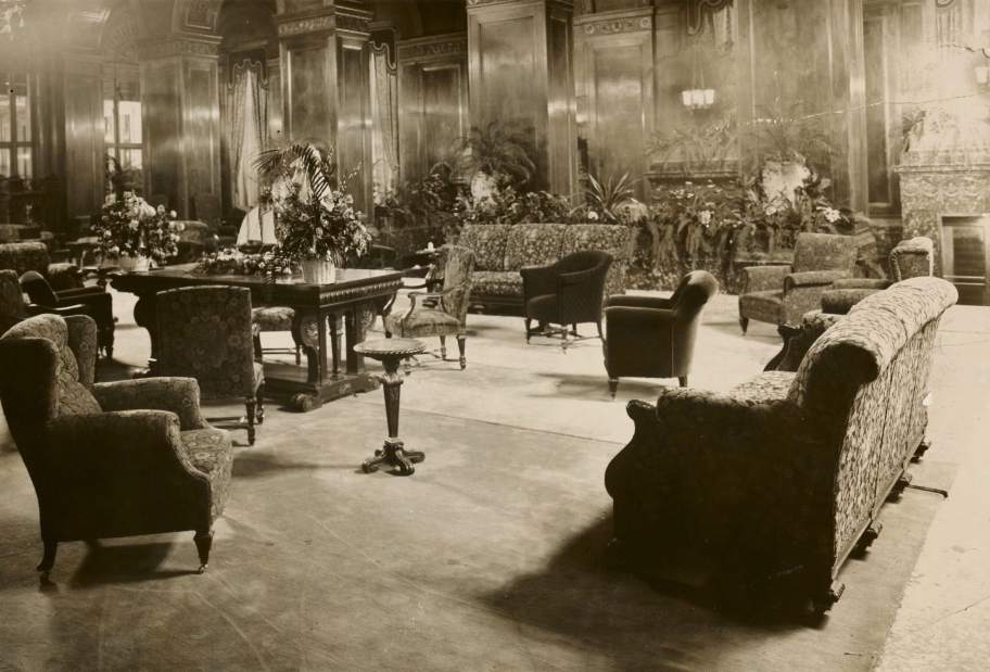 a room with furniture and plants