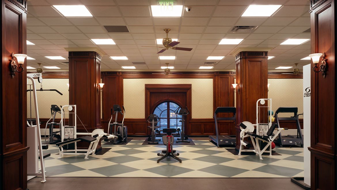 a room with exercise equipment
