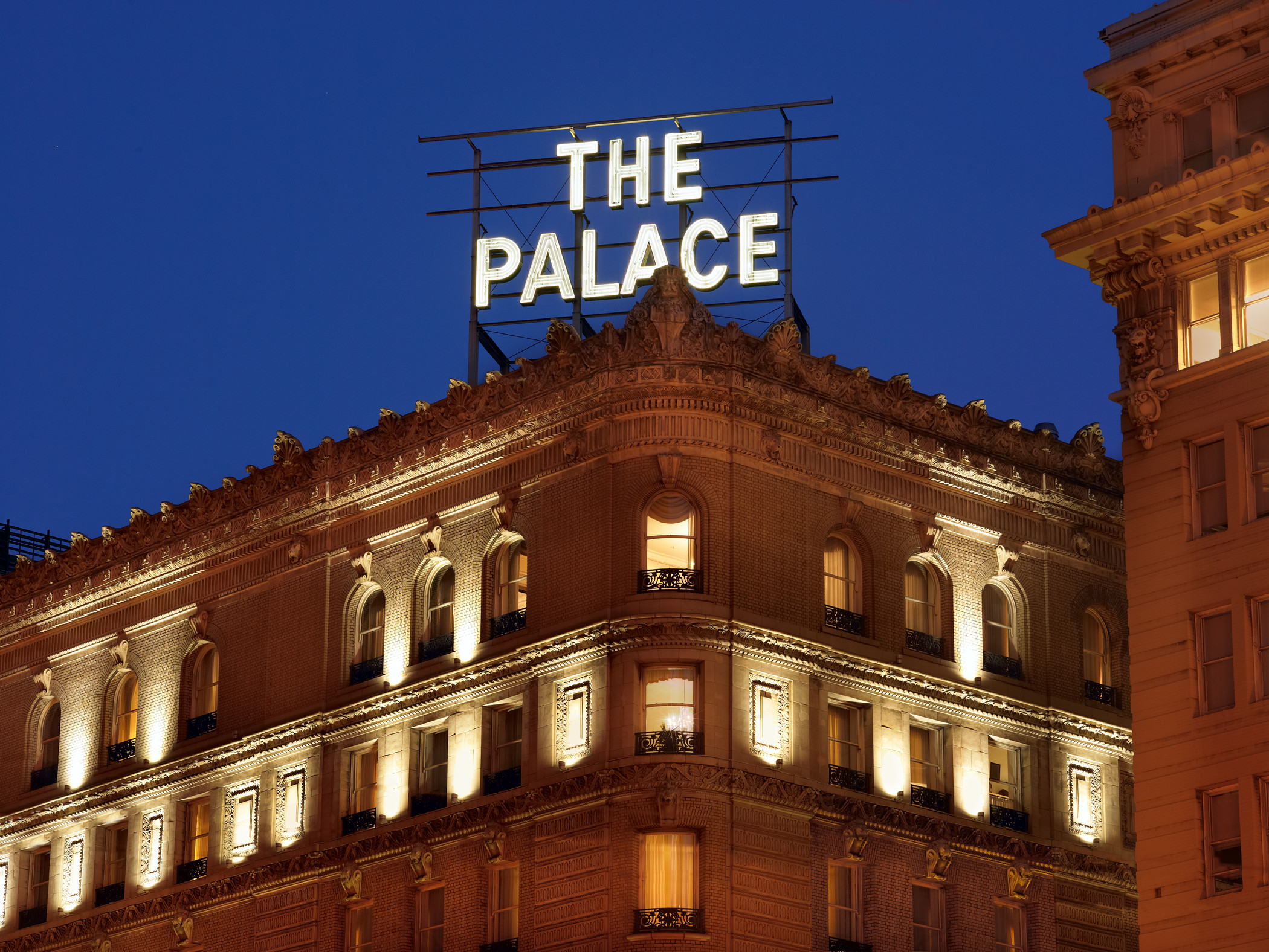 a building with lights on top