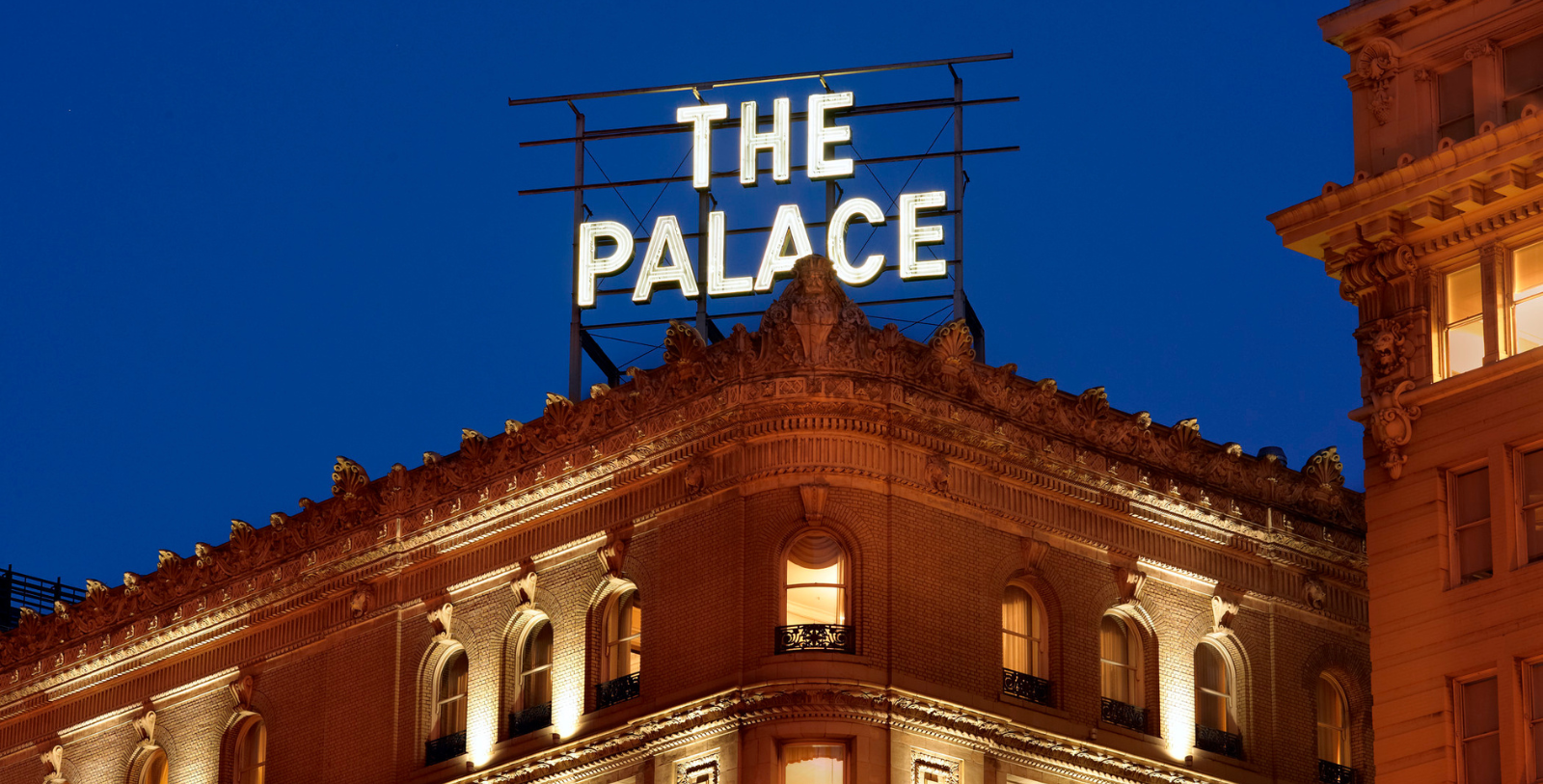 a building with a sign on top