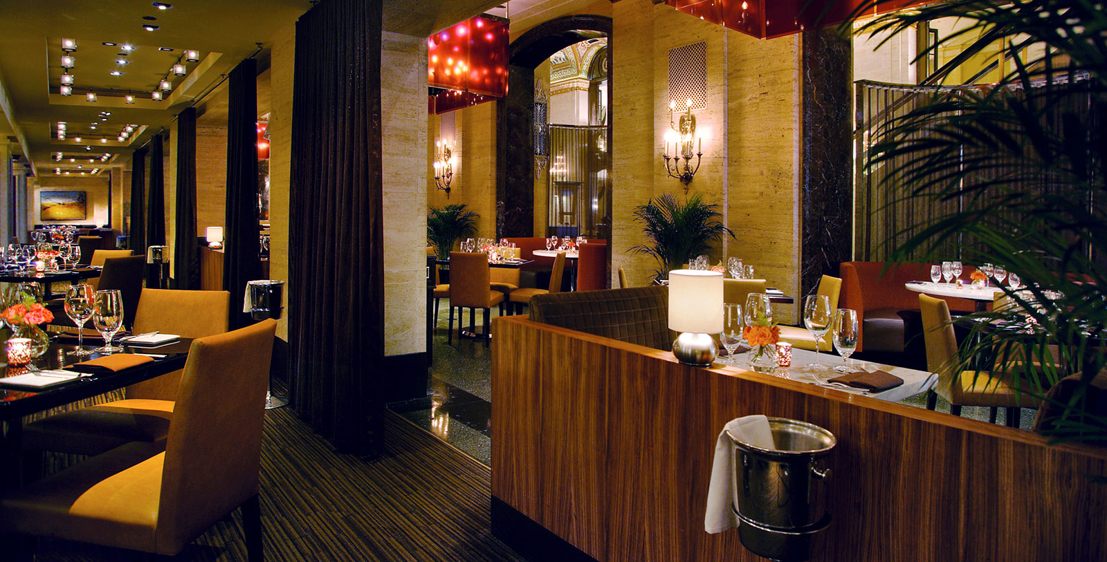 a restaurant with tables and chairs