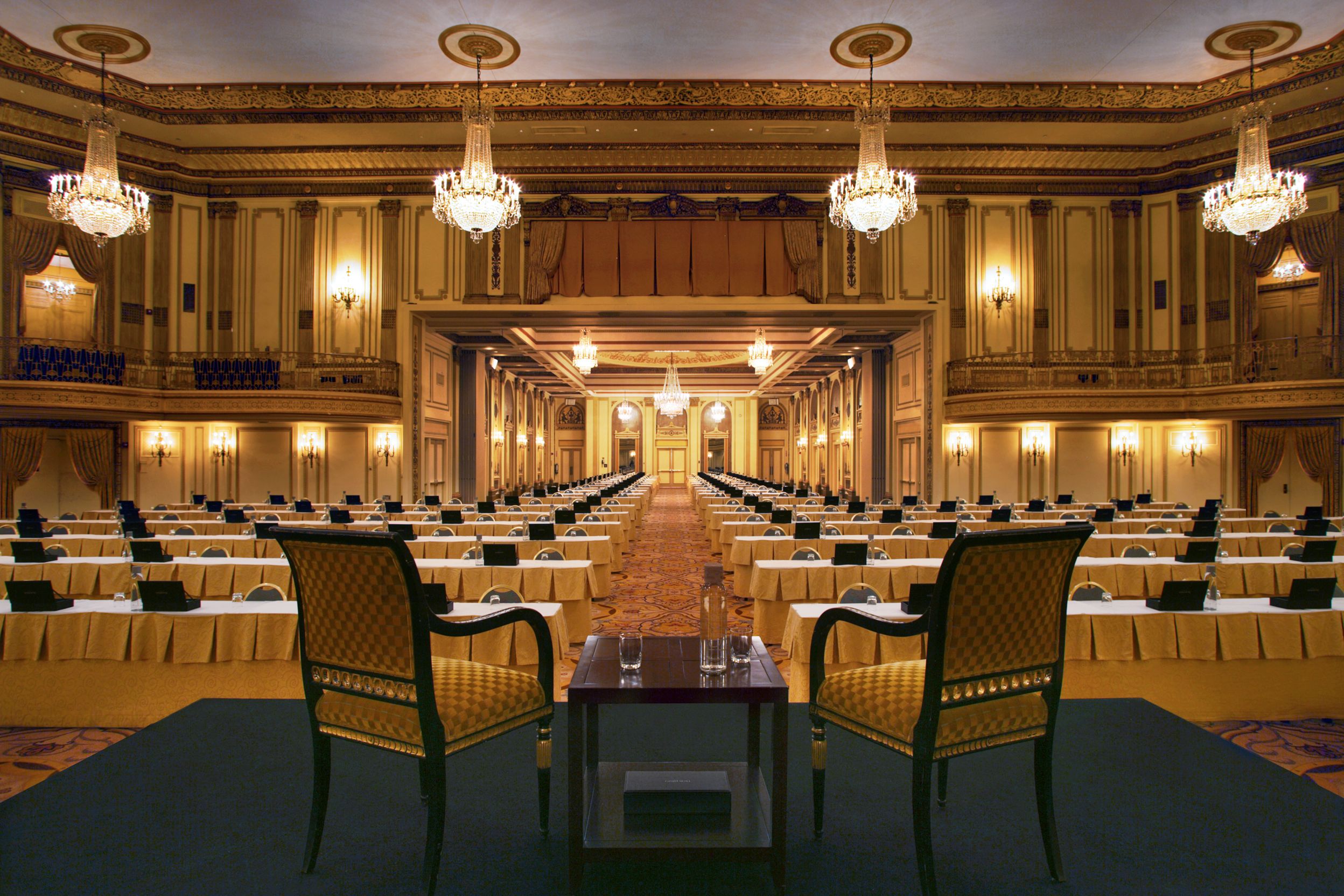 a room with tables and chairs