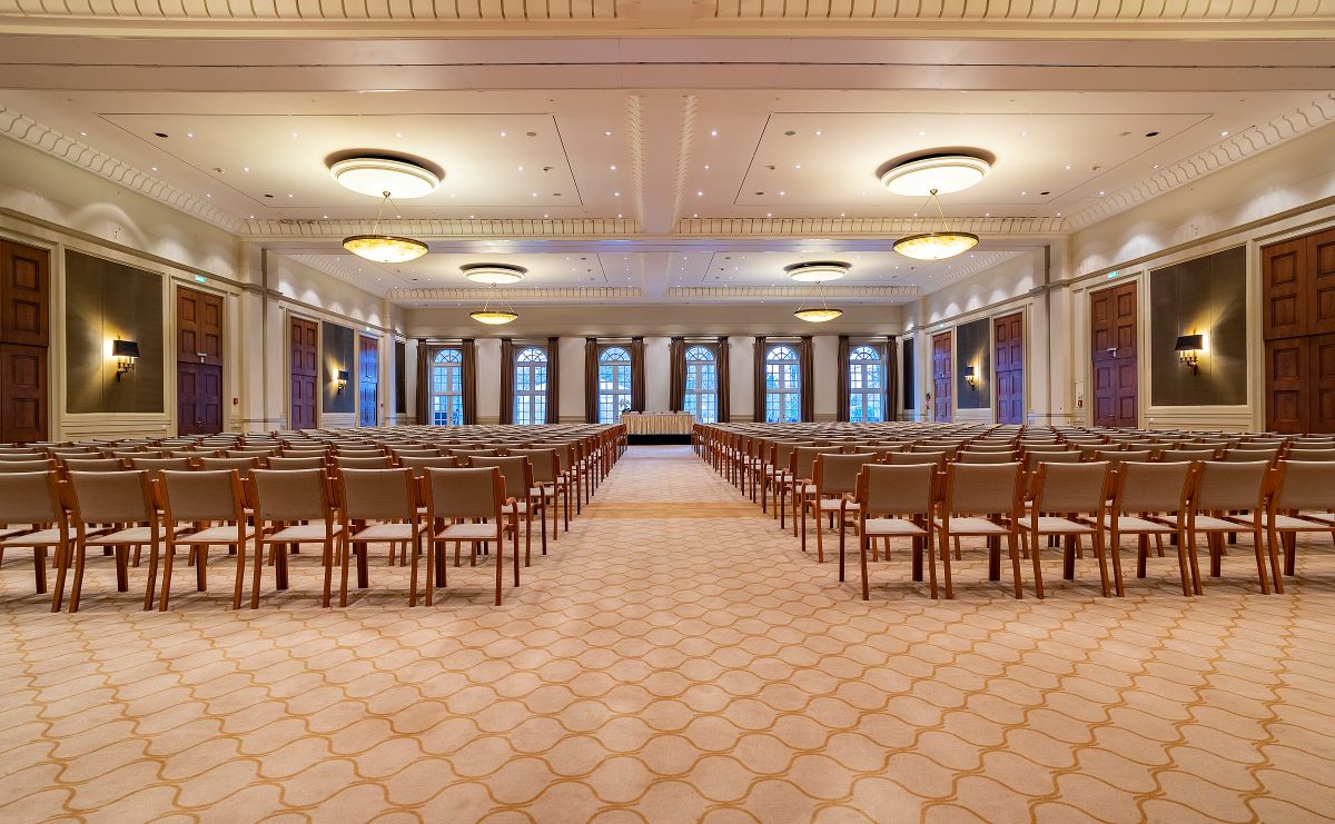 a room with chairs and a table