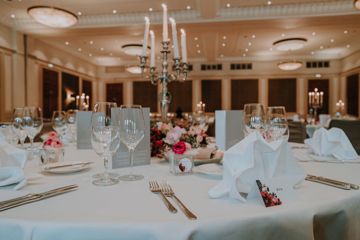a table set for a dinner party