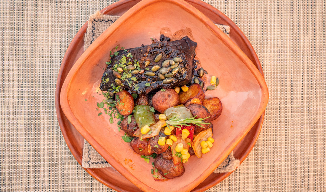 a plate of food on a table