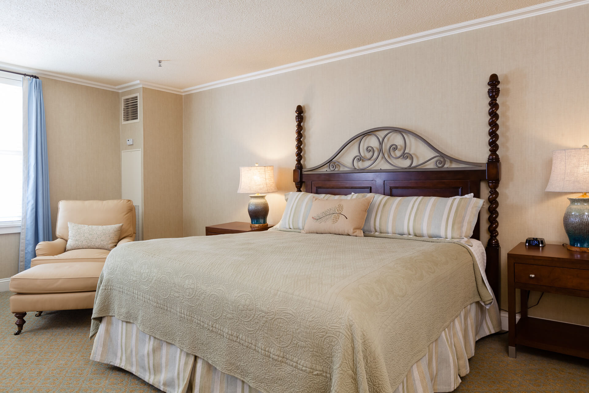 a bed in a room