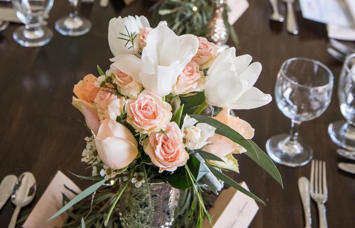 a bouquet of flowers on a table