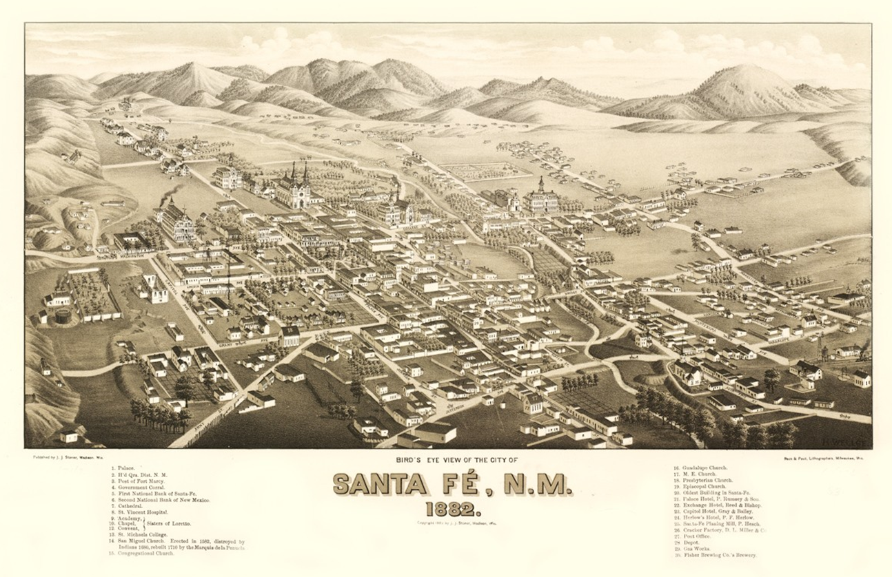 an aerial view of a town