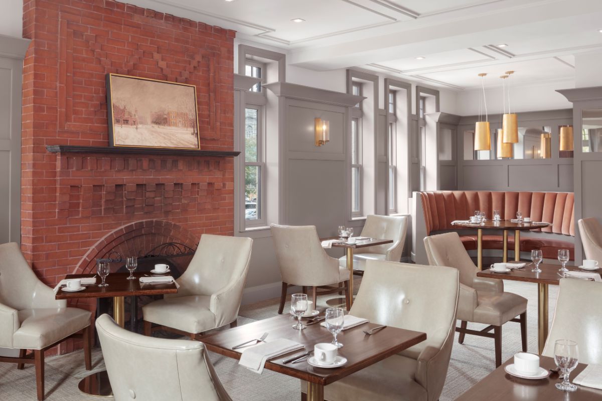 a restaurant with tables and chairs