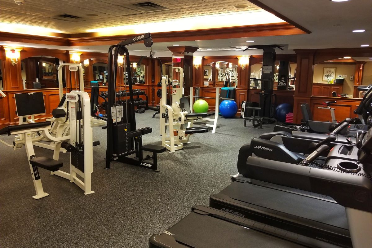 a room with exercise equipment