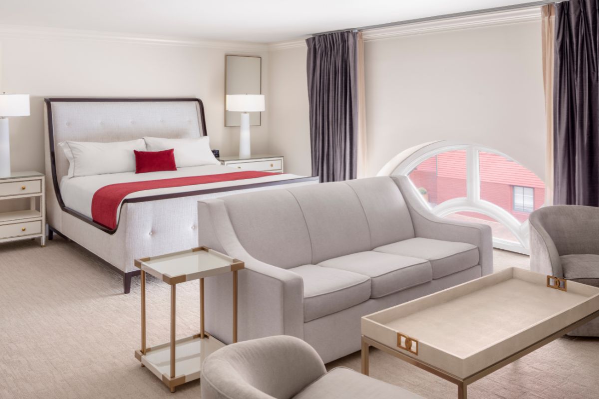 a room with a bed and a couch