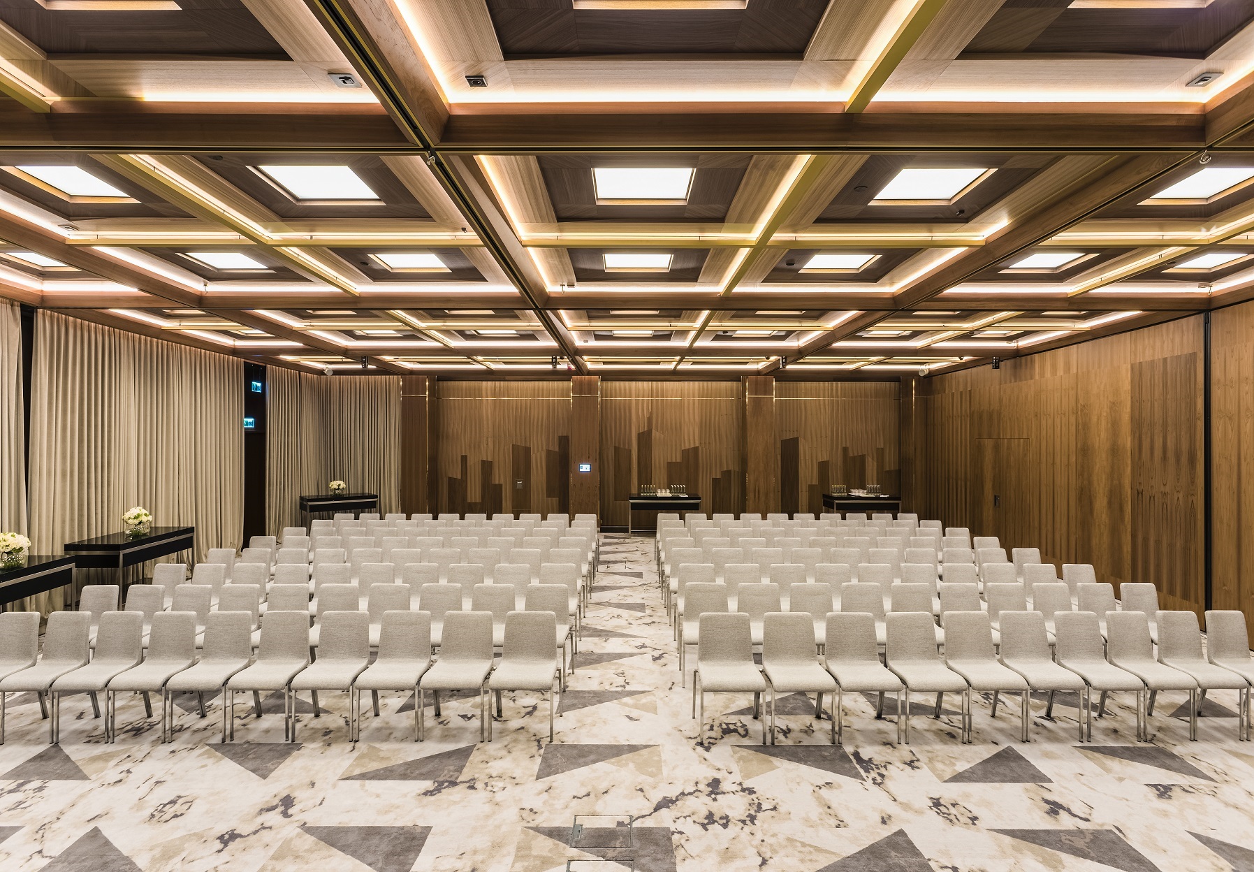 a room with many chairs