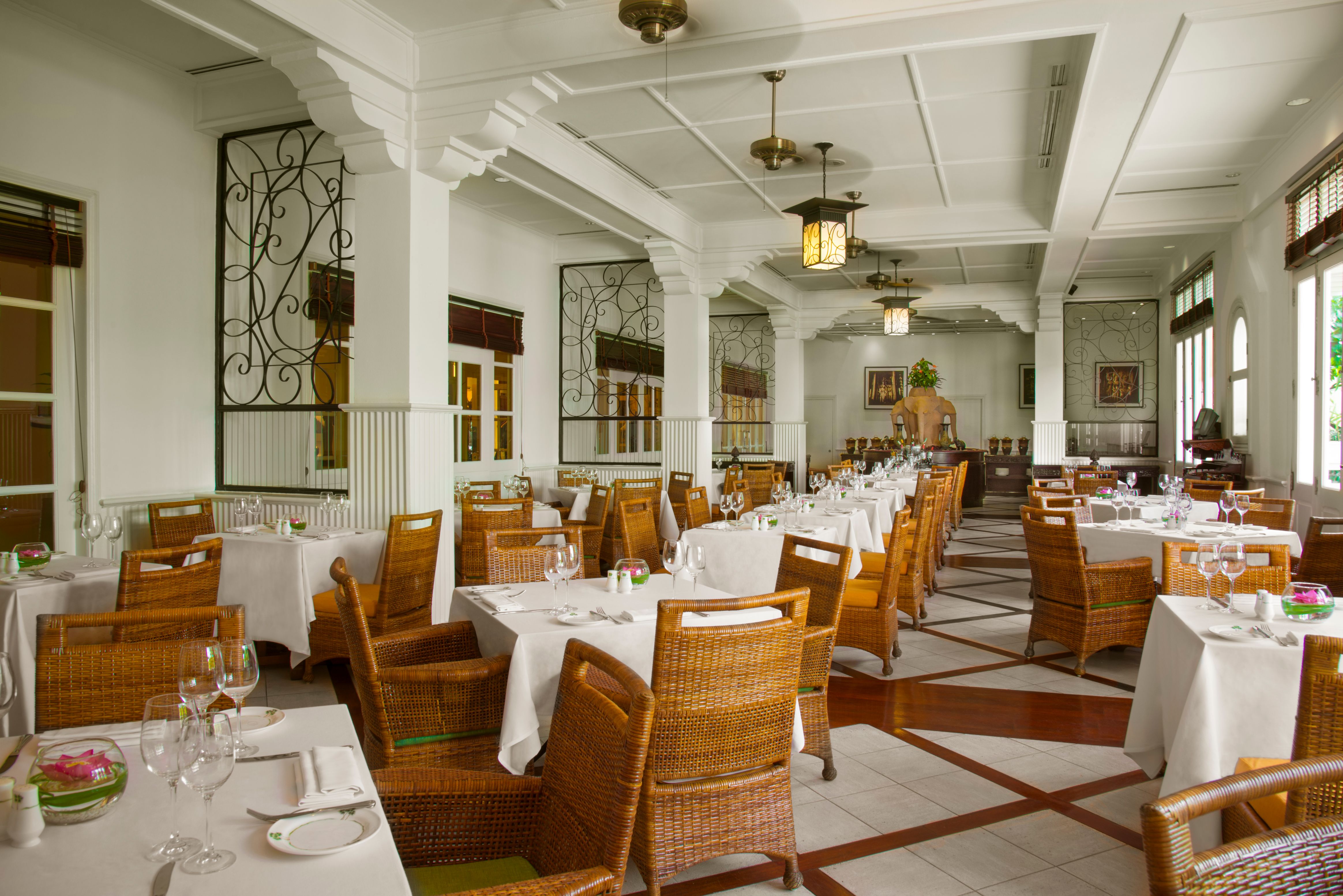 a room with tables and chairs