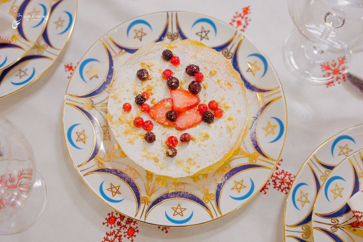 a plate with food on it